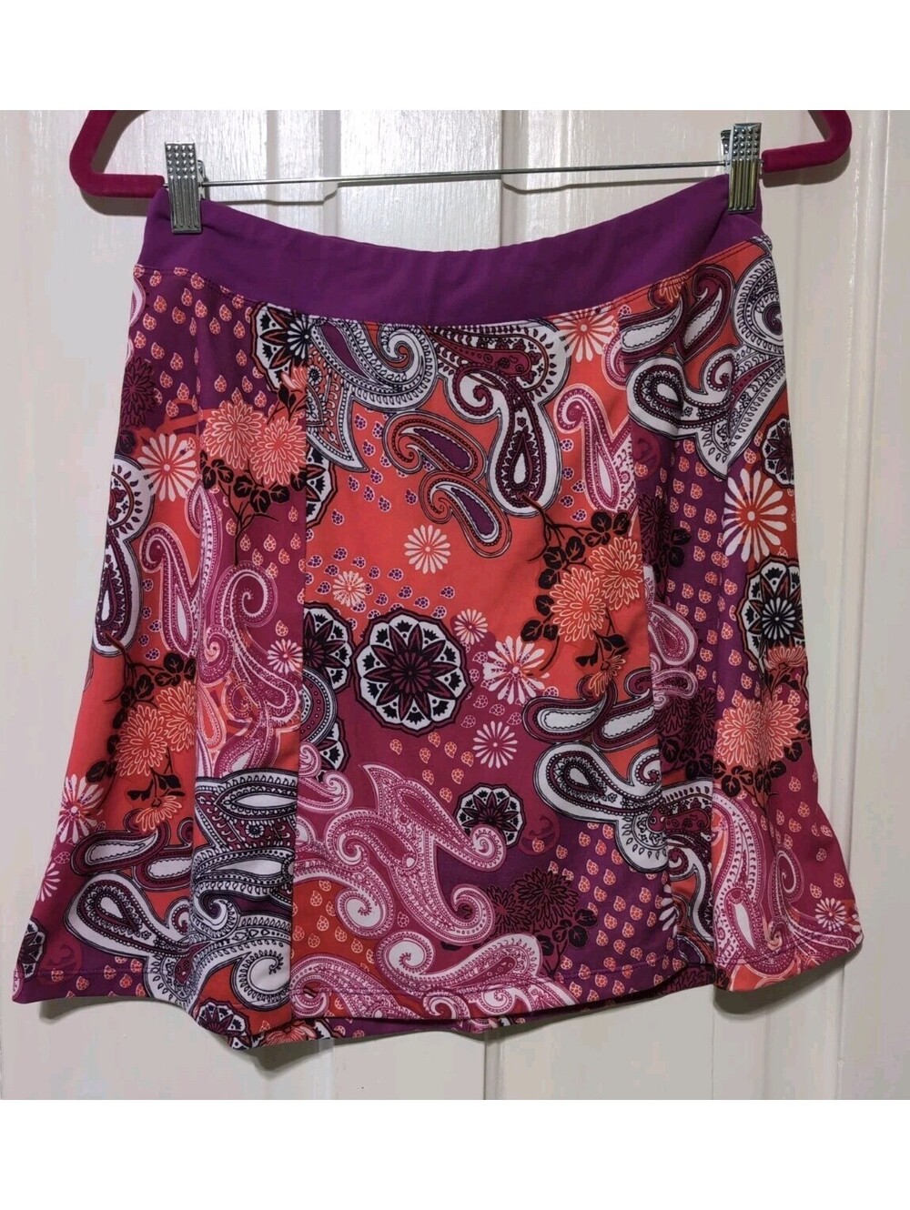 PrAna Paisley Floral A Line Skirt Athleisure Pink Hiking Women’s S(1591)F